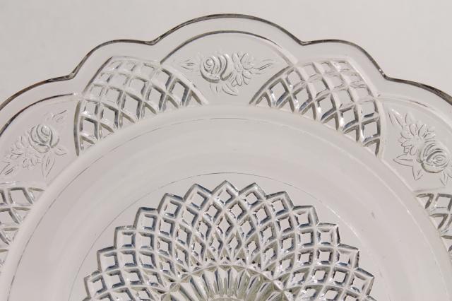 vintage Mayfair Federal glass plates, clear depression glass small dessert plate set of 10