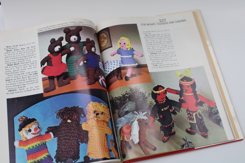 vintage McCalls Crochet book, instruction  patterns, retro granny squares, hippie fashion