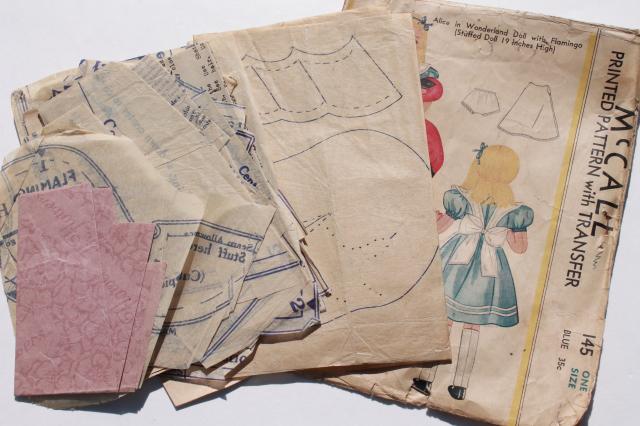vintage McCalls sewing pattern, Alice in Wonderland doll from antique Tenniel illustrations