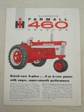 vintage McCormick Farmall IH 460 tractor advertising leaflet w/ specs
