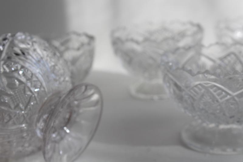 vintage McKee pressed pattern glass, mini punch bowls, finger bowls, sherbet dishes?