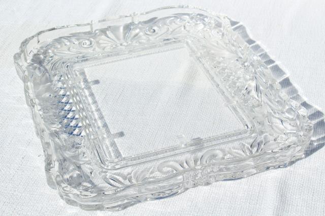vintage Mikasa crystal clear & frosted glass frame or tray