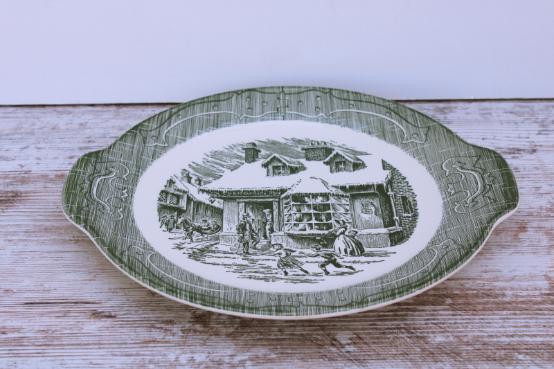 vintage Old Curiosity Shop green transferware Royal china cake plate or serving tray