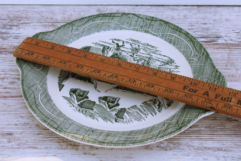 vintage Old Curiosity Shop green transferware Royal china cake plate or serving tray
