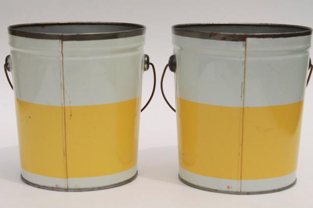 vintage Oscar Meyer lard buckets, lunch bucket size tin can pails