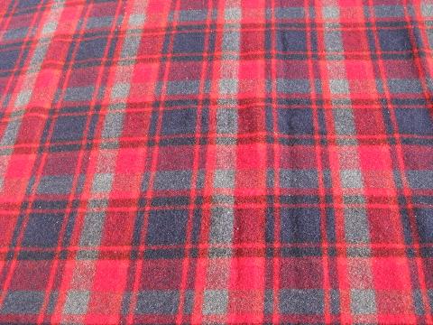 vintage Pendleton plaid wool camp throw blanket, scots tartan in red
