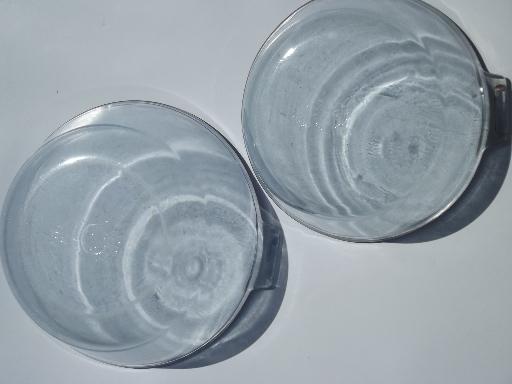 Vintage Pyrex Flameware Blue Tint Glass Pots Pans
