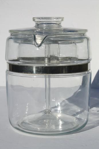 vintage Pyrex flameware 7759-B stovetop percolator, clear glass coffee pot
