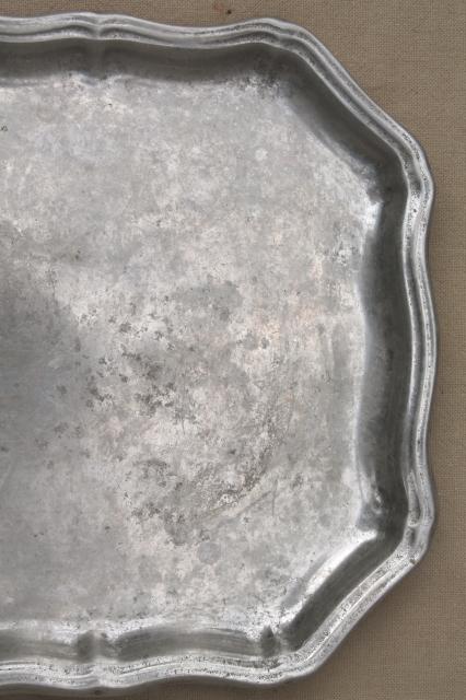 vintage Queen Anne gadroon RWP pewter, Wilton Armetale rectangular tray