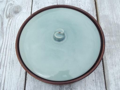 vintage Red Wing Village Green large casserole round baking dish w/ lid