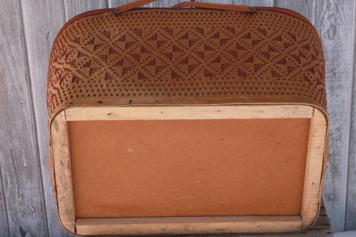vintage Redman picnic hamper, large two section picnic basket w/ pie tray