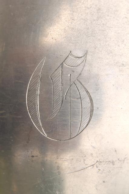 vintage Reed & Barton pewter pitcher w/ engraved monogram letter Old English G
