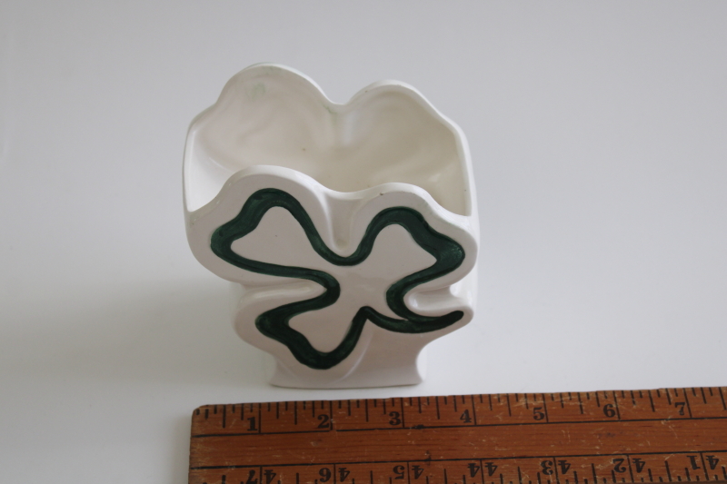 vintage Relpo Japan ceramic planter, St Patricks Day green clover shamrock