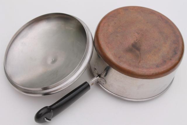 vintage Revere Ware copper clad bottom stainless 2 qt saucepan, 4 1/2 qt stock pot w/ lids