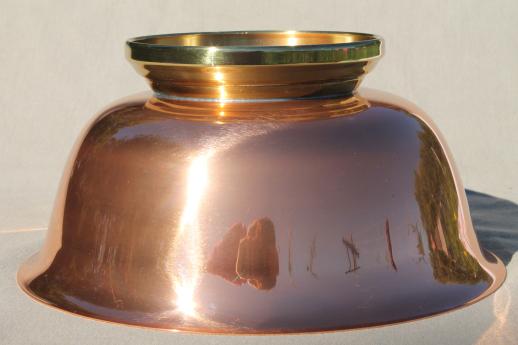 vintage Rogers copper Revere bowl w/ brass foot, large solid copper bowl