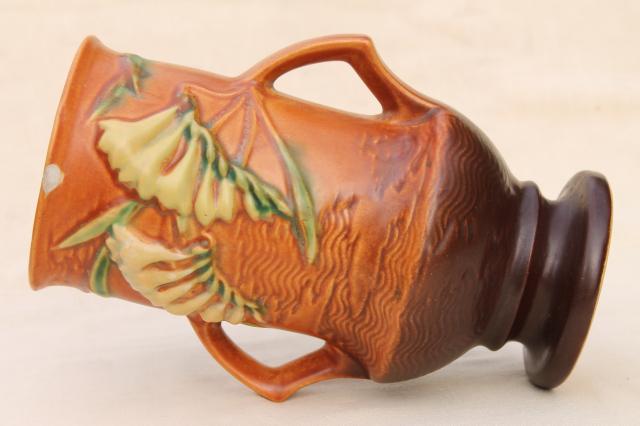 vintage roseville pottery tangerine brown freesia vase vintage roseville pottery tangerine brown freesia vase