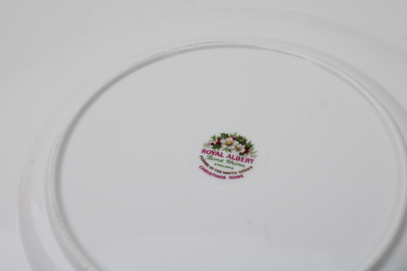 vintage Royal Albert bone china plate December flower Christmas rose hellebore  holly