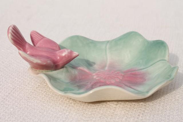 vintage Royal Copley china bird & flower pin dish or catch all for trinkets & jewelry
