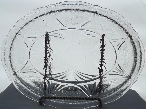 vintage Royal Lace  clear depression glass plates and platters