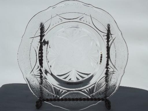 vintage Royal Lace  clear depression glass plates and platters