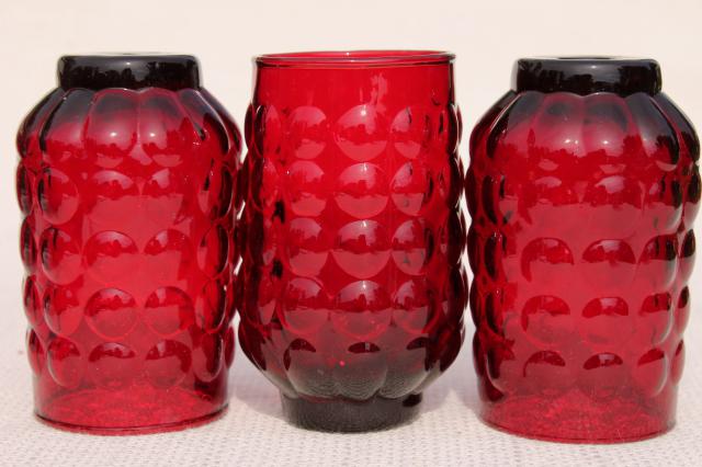 vintage Royal Ruby red bubble pattern Anchor Hocking juice glasses tumblers