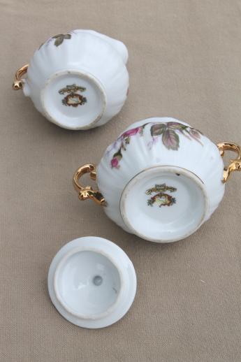 vintage Royal Sealy - Japan moss rose china mini cream & sugar set