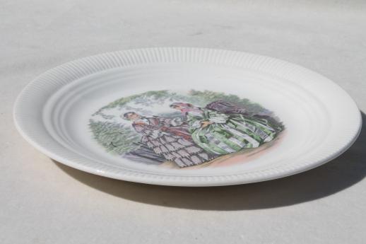 vintage Salem Godey prints china plate, Godey's ladies book pattern illustration