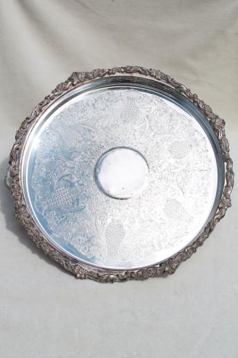 vintage Sheridan silver tray turntable, very ornate, large enough for a wedding cake stand!