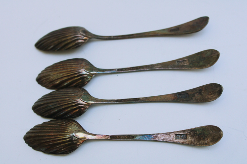 vintage Stieff silver plate Revere fluted shell tea spoons colonial reproduction Museum of Fine Arts