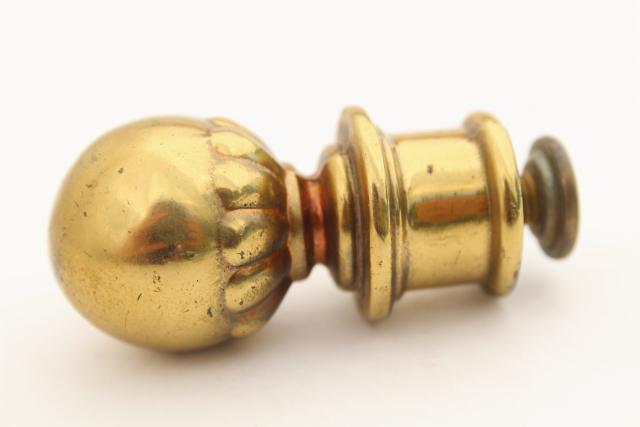 vintage Stiffel solid brass lamp shade finial, brass ball hardware