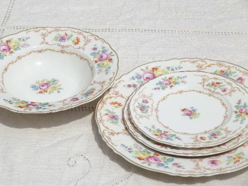 vintage Syracuse Riviera china, multi-colored floral plates and bowls