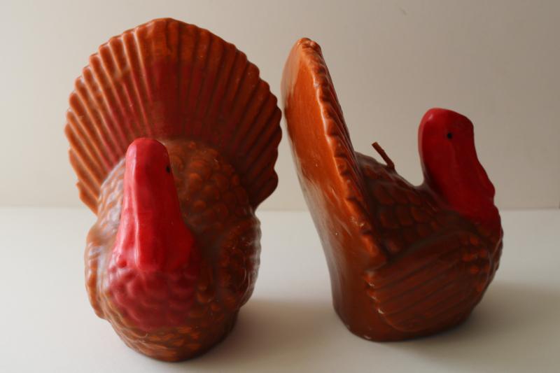 vintage Thanksgiving table decor, tom turkey candles holiday decorations