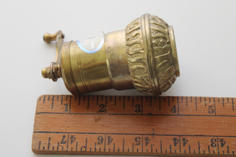 vintage Turkish brass spice mill, tiny burr mill hand crank grinder for coffee, pepper, spices