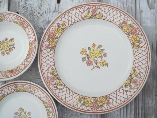 vintage USA Royal China Americana Tiffany pottery dinnerware set for 6