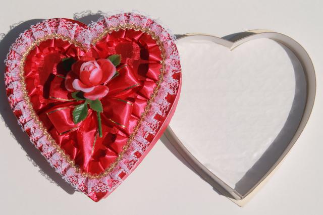 vintage Valentines, collection of valentine heart shaped candy boxes w/ flowers