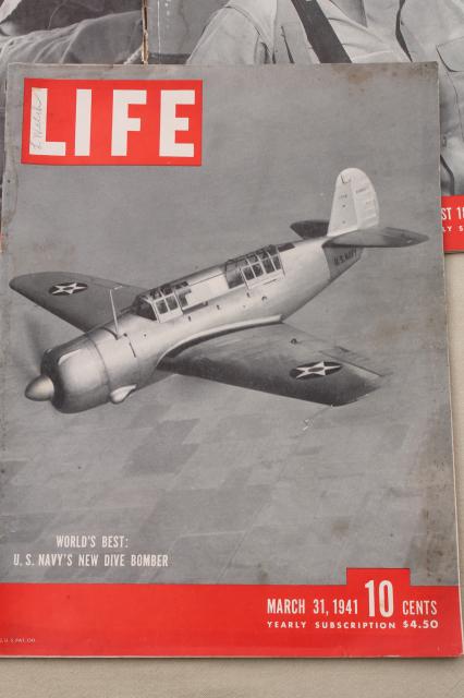 vintage WWII LIFE magazine lot 5 1941 magazines World War Two photos & ads