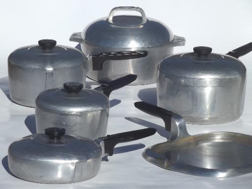 vintage Wagner Ware Magnalite cast aluminum pots, pans, dutch oven, griddle 