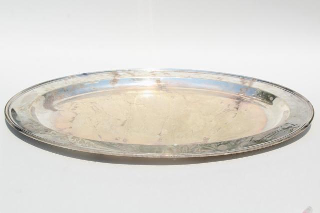 vintage Wallace silver plate, large oval waiters tray, old hotel silver