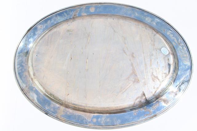 vintage Wallace silver plate, large oval waiters tray, old hotel silver