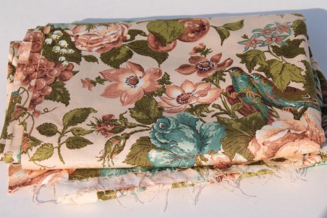 vintage Waverly Spring Song fabric, floral print cotton home decor decorator material