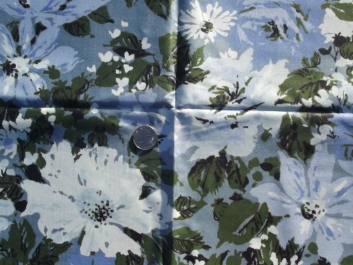 vintage Waverly cotton chintz fabric, shades of blue floral print