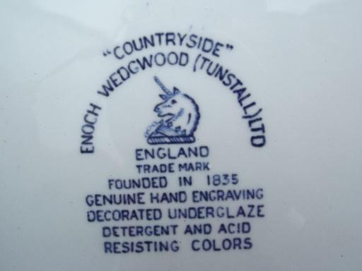 vintage Wedgwood Countryside blue & white china dinner plates, set of 8
