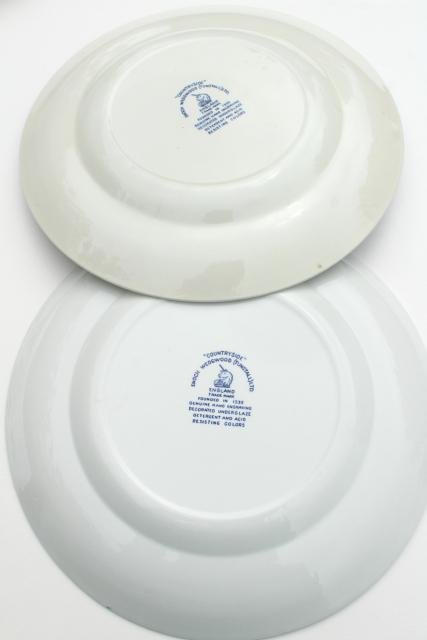 vintage Wedgwood Countryside blue & white toile print transferware china dinner plates