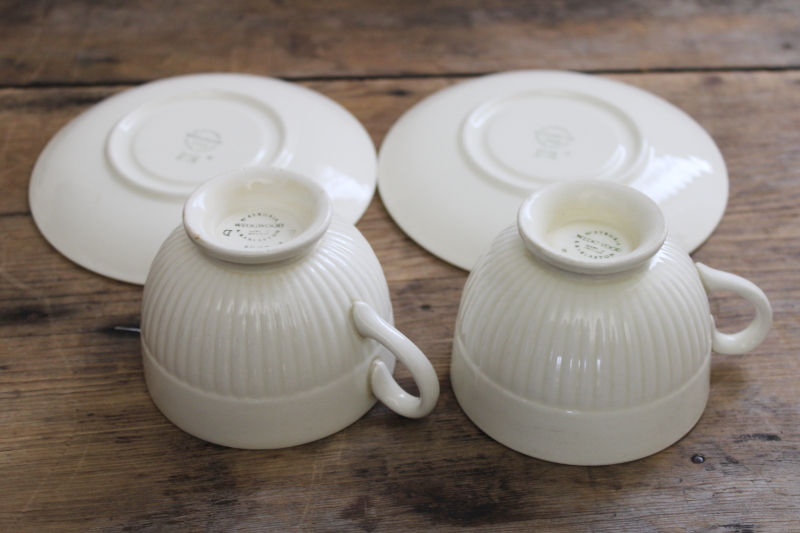 vintage Wedgwood Edme cups and saucers, classic fluted pattern creamware china
