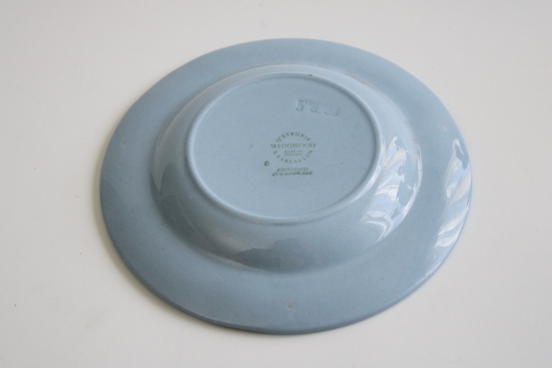 vintage Wedgwood Queens Ware embossed grapes cream on blue, small ladylike ashtray