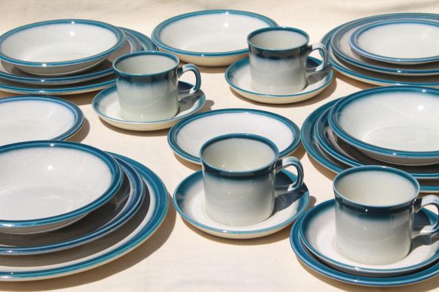 vintage Wedgwood dinnerware set for 4, Blue Pacific oven to table casual china