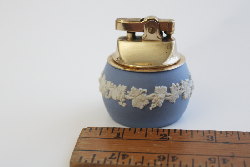 vintage Wedgwood jasperware china cigarette lighter for table or desk, lavender light blue color