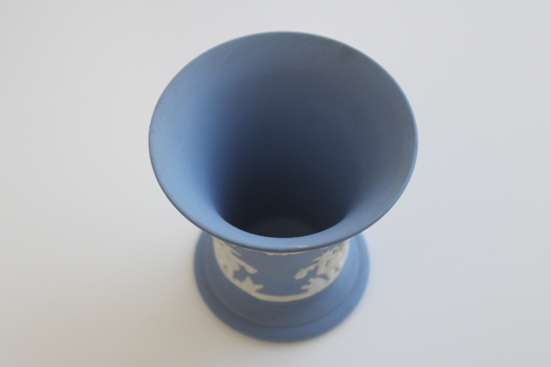 vintage Wedgwood jasperware, small vase or flared planter pot, lavender blue color