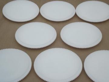 vintage Westmoreland beaded edge  milk glass plates, 8 salad or cake plates