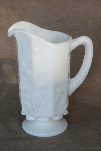 vintage Westmoreland paneled grape pattern milk glass pitcher